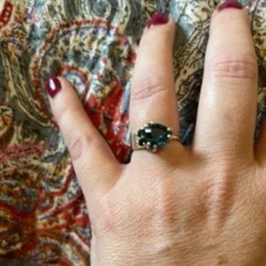 GORGEOUS sterling silver and London Blue Topaz asymmetrical ring